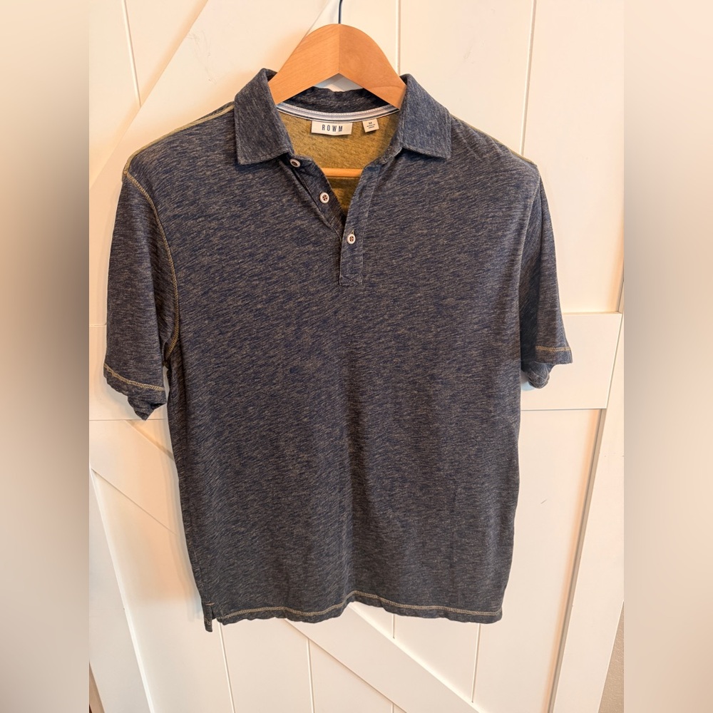ROWM Navy Tan Polo Shirt Men’s Medium 100% cotton